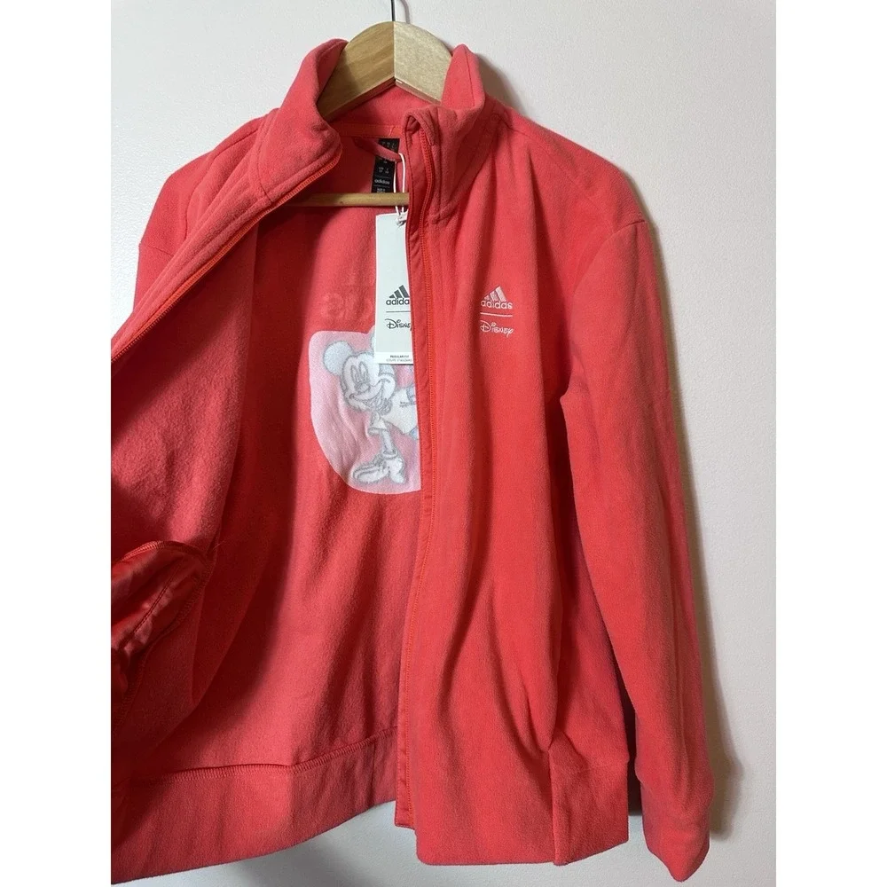 NWT Adidas Disney Kids Track Jacket Small - Orange Mickey Mouse Full Zip Fleece